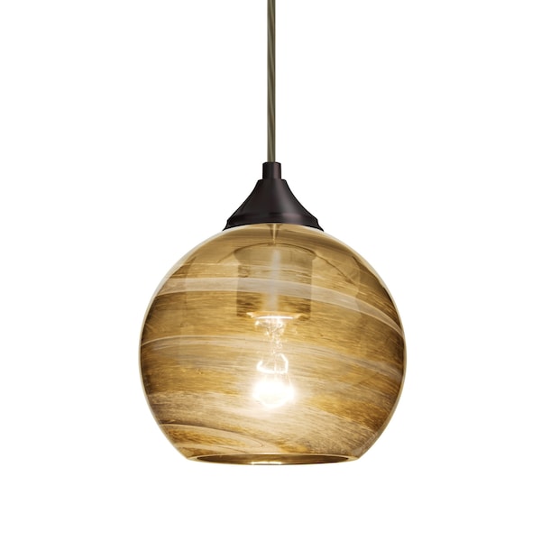 Besa Lighting Jilly Cord Pendant, Vapor Amber, Bronze Finish, 1x60W Incandescent 1JT-JILLYAM-BR - main